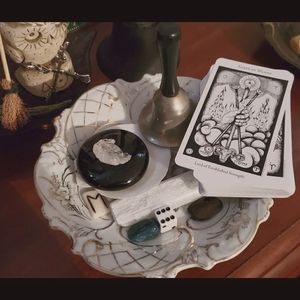 Vintage Dish & Bell Tarot Witch Set